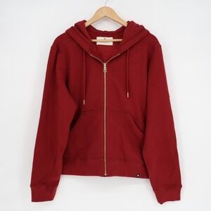 American Giant Hoodie Womens Large Red Fleece Lined Relaxed Classic Full Zip